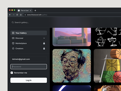 This Is Cool (Dark version) art artwork clean dark darkmode foundation gallery icon family icon set icons interface login login page minimal minimalism nft search simple ui white