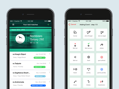 Football match app coach coacher football green iphone match soccer