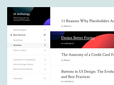 UI Anthology anthology articles clean group interface minimal planets space ui white
