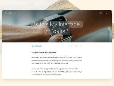 Timeless Articles article interface medium text timeless ui ux