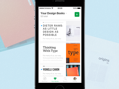 Books App app books clean design green minimalist mobile white