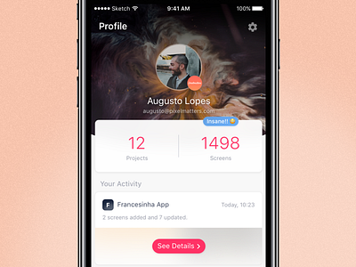 Profile Screen app avatar cards design games invision ios mobile profile prototypes ui ui daily