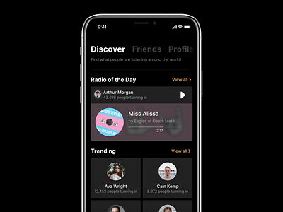 Your Radio app dark ios iphone mobile music music app ui people radio
