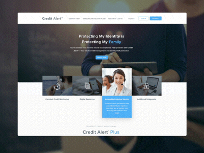 Credit Alert animated credit finance gif home page principle product web design