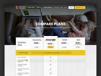 Identity Guard - Compare Plans compare desktop featured price identity theft plans pricing special offer table web design