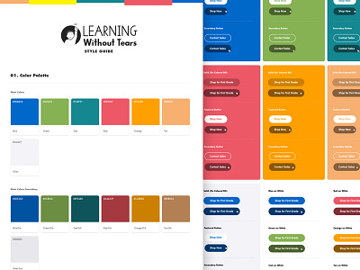 Learning Without Tears Style Guide color palette design system guide style guide themes typography ui design ui elements ui style guide