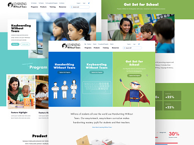 Learning Without Tears Sample Pages component design systems education flexible handwriting header layouts lego modular prek school ui design web design