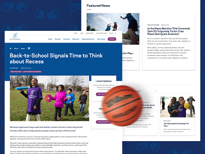 Playworks News children education flexible layouts news nonprofit play recess resources ui design web design