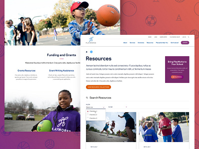 Playworks Resources Landing children education flexible layouts nonprofit play recess resources ui design web design