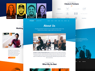 Emagine IT About contracts design desktop homepage information technology multicolored neon people photo overlap responsive services team ui ui design ux design web design