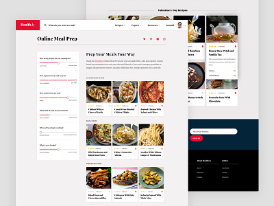 Health.ly Online Meal Prep cards cooking filters food health meal planning meals recipe sponsored content ui ux website