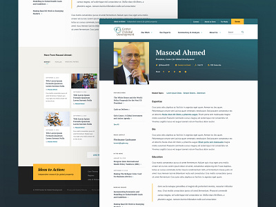 Center for Global Development Author academic advocacy expert institution policy profile responsive design thinktank ui design web design