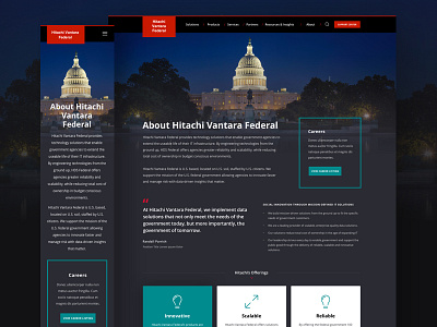 Hitachi Vantara Federal About dark federal government information technology responsive solutions ui design web design