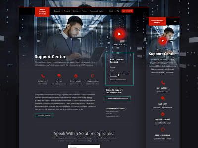 Hitachi Vantara Federal Support Center dark federal government information technology responsive solutions ui design web design