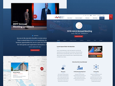 AALU Meeting Overview advertising advocacy association desktop diversity event insurance interior page politics responsive ui design web design