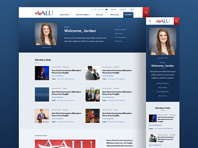 AALU Member Profile advertising advocacy association desktop diversity event insurance politics profile responsive ui design web design