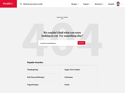 Health.ly 404 404 animated cooking design desktop food recipe responsive search ui design video web design