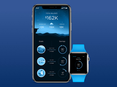 Financial Wellness - Landscape Concept account apple watch application bank checking credit data design finance financial interface ios iphone mobile mobile app money savings ui design ux watch