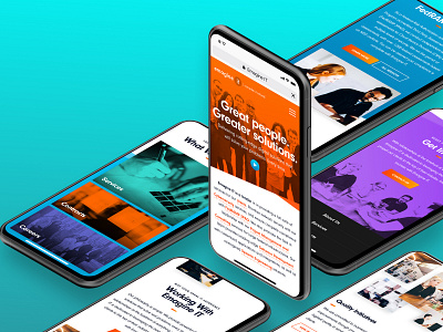 Emagine IT Mobile - Home contracts design design system homepage information technology mobile multicolored neon people photo overlay responsive services team ui ui design ux design web design