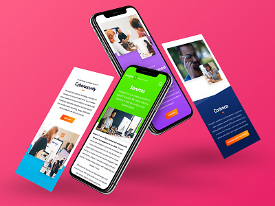Emagine IT Mobile - Services contracts design design system homepage information technology mobile multicolored neon people photo overlay responsive services team ui ui design ux design web design