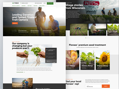Pioneer - Home Merge agriculture components design design system desktop farm flexible layouts homepage mobile responsive ui ui design ux web design
