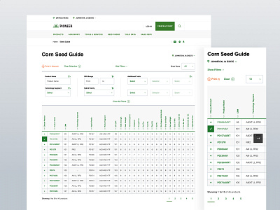 Pioneer Seed Guide agriculture components design design system desktop farm flexible layouts mobile responsive ui ui design web design