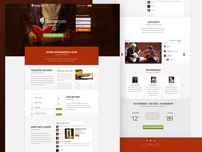 Guitargate Homepage Revision design desktop guitar landing page music music education old work product page remember 2014 responsive subscription service ui design web design