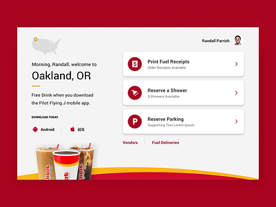 Pilot Flying J Kiosk Original Draft Color Ver. B design desktop energy gas kiosk responsive travel truck stop ui ui design web design