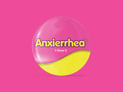 Anxierrhea® Truly a nightmare anxiety art button color custom design funny pin pink