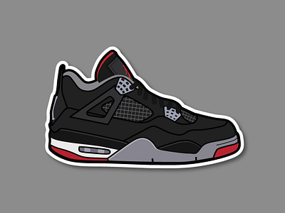 Jordan IV Sticker icon illustration jordan outline patch shoe sneaker sticker vector
