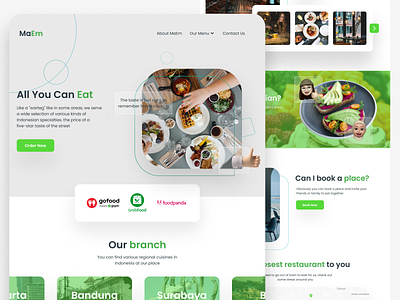 Landing Page Warteg design design app food food app food app design green landing page design landingpage restaurant restaurant app uidesign ux design web webdesign