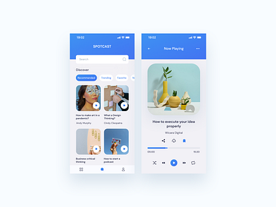 Podkes App app audiobook blue design design app minimalist mobile mobile app design podcast podcast app uidesign ux ui ux design
