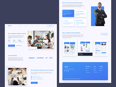 DEVO - Landing Page agency blue clean clean ui design design app digital landingpage sofware house ui uidesign ux ui ux design webdesign website website design