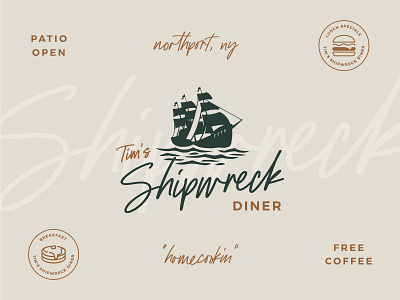 Tim's Branding Elements brand branding branding design coffee diner icons iconset logo long island marine northport ny ocean pancakes sea sea town ship shipwreck town vector