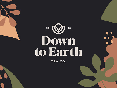 Down To Earth Tea - Dark Logo clay earth earthy florals foliage leaf logo mude peace tea tropical