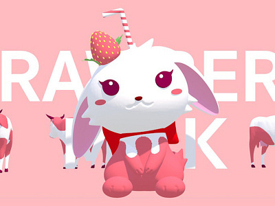 Strawberry Milk Rabbit 2.5d 3d 3d art c4d design drink illustration milk rabbit strawberry toy toy design