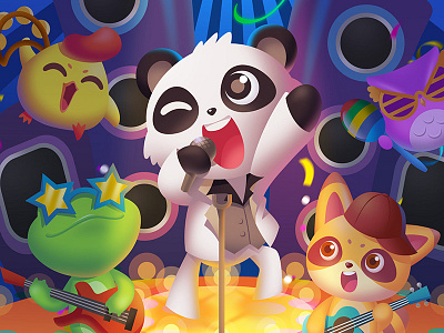 Game illustration band character design disco game illustration panda