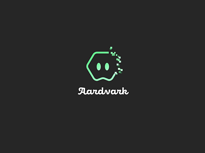 Aardvark logo aardvark brand design explosion games green illustrator logo nose pixel ui videogames