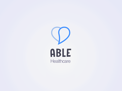 Able Healthcare logo able autism blue brand branding design health healthcare heart illustration illustrator logo nonprofit typography ui