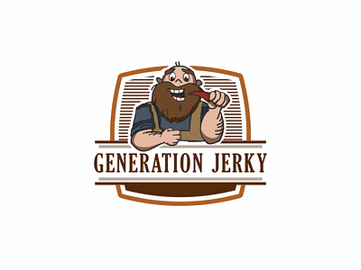 Generation Jerky logo beard beef jerky character cute eating elegant friendly generationjerky hipster illustration jerky logobrand logobranding marinade mascot portk retro turkey vintage