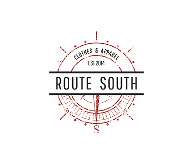 Route South logo #2 badge badge logo blue brand compass contest designer freelance graphic iso label logo project red retro round route south tshirt usa
