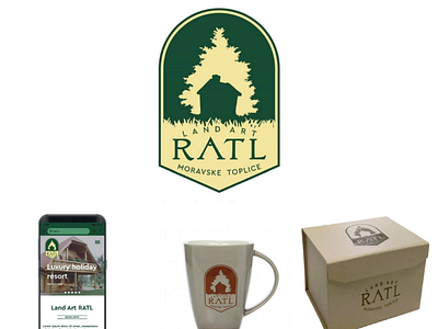 Branding for Land Art RATL branding continent cottage design entwurf formgivare freelance grafiker grafisk hospitality logo mockup nature ontwerp project shield slovenia tourism tree vormgivare