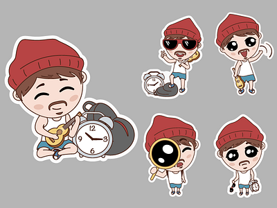 Sticker pack art boy character design dribbble flat illustration shot stickers vector