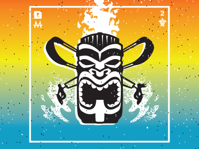 The Tiki God of Mad Air grain hawaii illustration kite kite surfing rainbow sticker summer surf surfing tiki