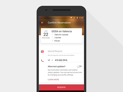 Android Booking Screen Update android form material design opentable phone ui utility ux