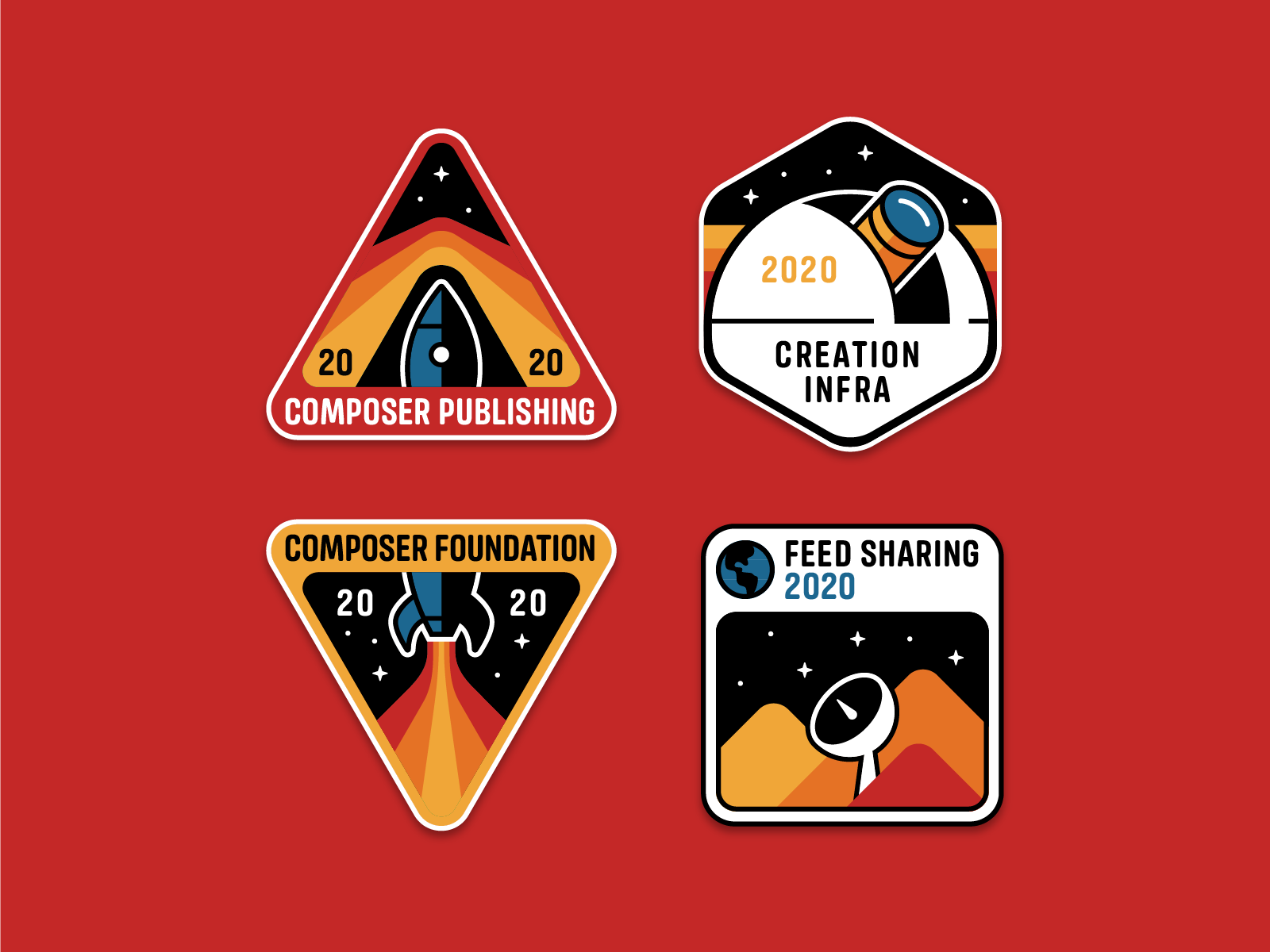 Facebook Feed & Stories Creation Patches - Full Set badge embroidery flat geometric illustration mission nasa patch patches space