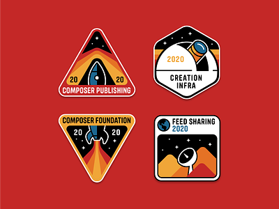 Facebook Feed & Stories Creation Patches – Full Set badge embroidery flat geometric illustration mission nasa patch patches space