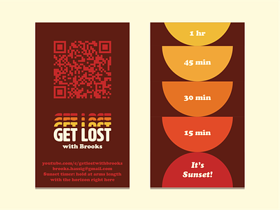 Get Lost Business Cards 70s business card flat geometric qr code retro sunset