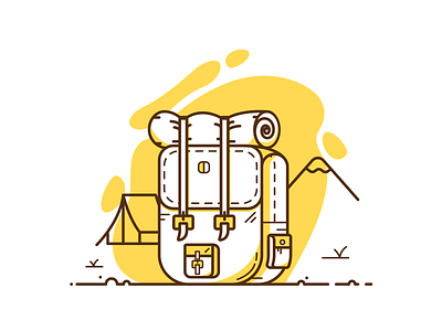 Let's go on an adventure! adventure backpack drawing illustration illustrator minimalist mountain vector