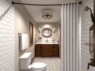 3D Rendering - Modern Victorian Bath Remodel 3d rendering interior design remodel